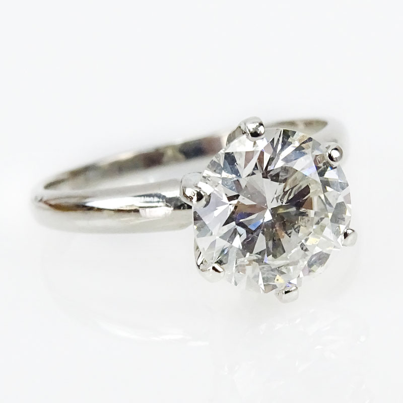 EGL Certified 2.06 Carat Round Brilliant Cut Diamond and Platinum Solitaire Engagement Ring.