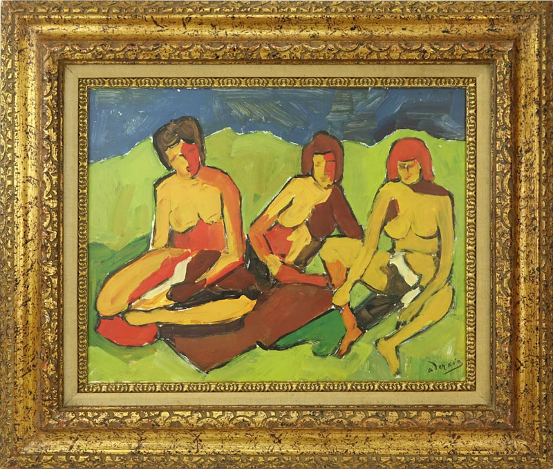 Attributed to: André Derain, French (1880-1954) Oil on Panel, Nudes in Landscape. 