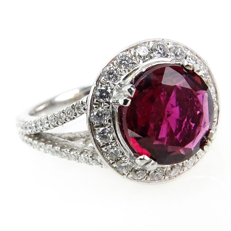 Approx. 2.43 Carat Burma Ruby, .95 Carat Diamond and 14 Karat White Gold Ring.