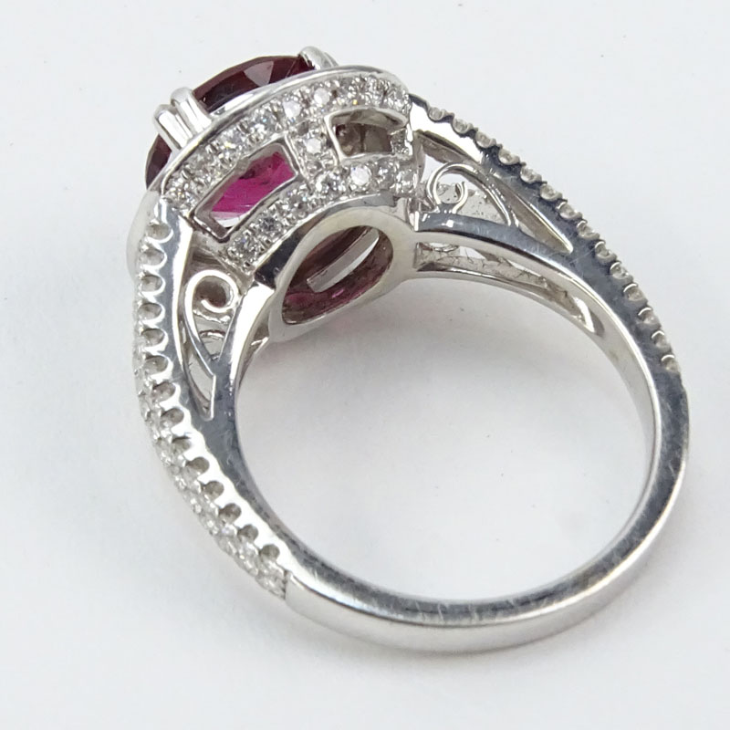 Approx. 2.43 Carat Burma Ruby, .95 Carat Diamond and 14 Karat White Gold Ring.