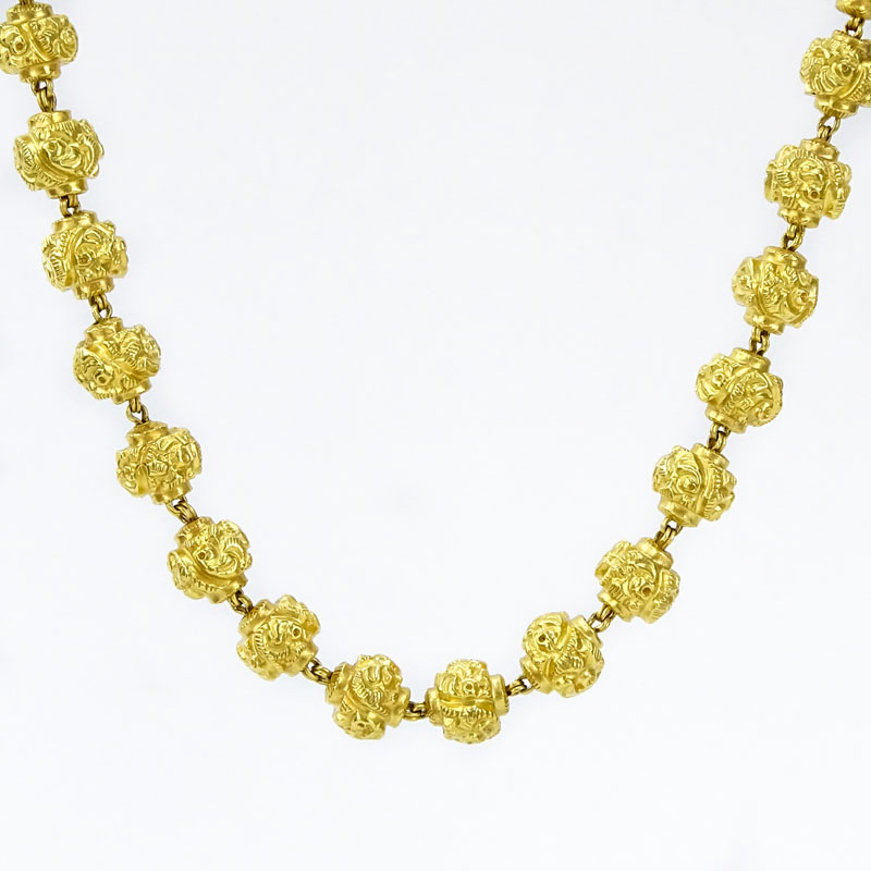 22 Karat Yellow Gold Ball Bead Necklace.