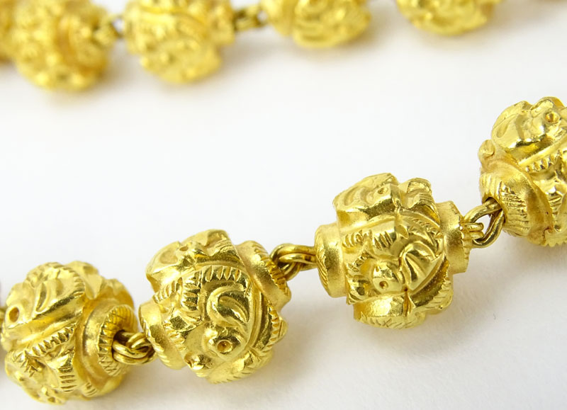 22 Karat Yellow Gold Ball Bead Necklace.