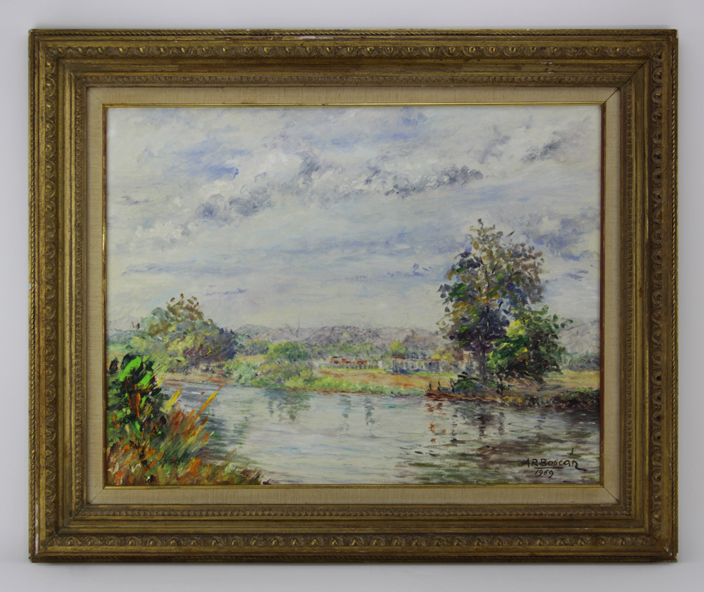 Antonio Raul Boscan "Reflejos en Rio Cupira" Abstract Oil on Canvas Signed Lower Right. 