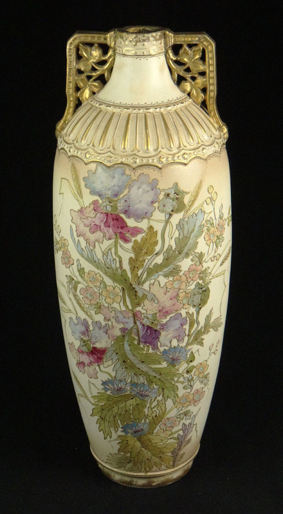 Large Early 20th Century Possibly German Royal Bonn Painted and Gilt Porcelain Vase.