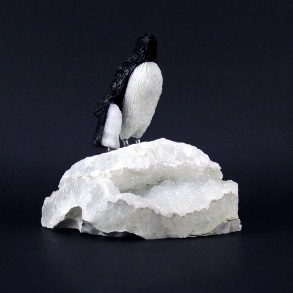 Attributed to Peter Mueller, Rock Crystal Specimen and Penguin Grouping.