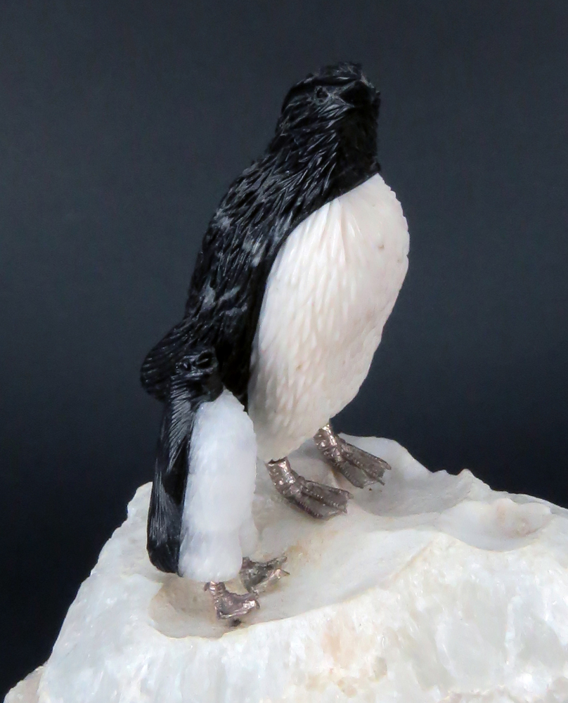 Attributed to Peter Mueller, Rock Crystal Specimen and Penguin Grouping.