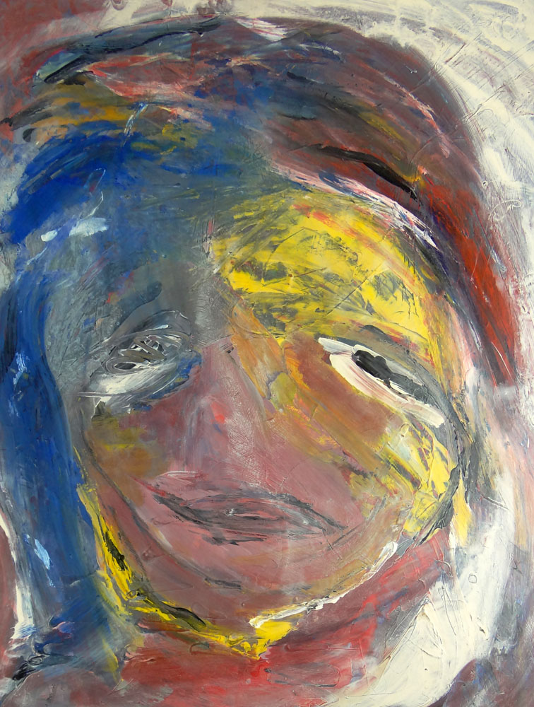 Luis Martin Marin, Cuban (born 1948) 1989 Acrylic on Paper, Portrait. Pencil Drawing en verso "Rostro Mujer".