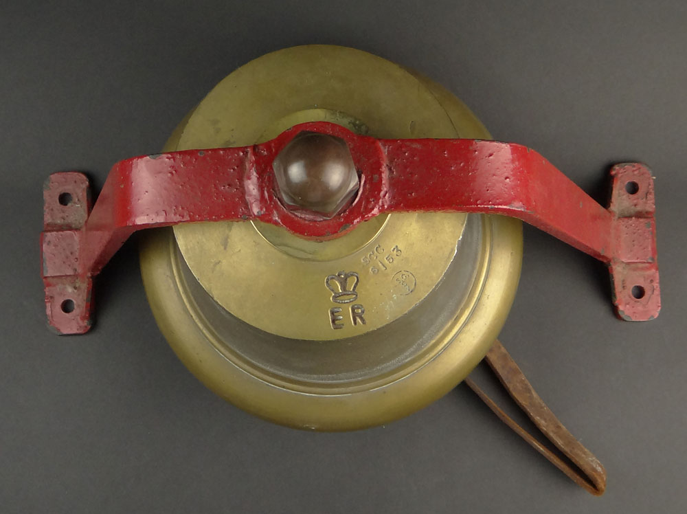 20th Century English Brass Fire Engine Bell with Iron Mounting Bracket.