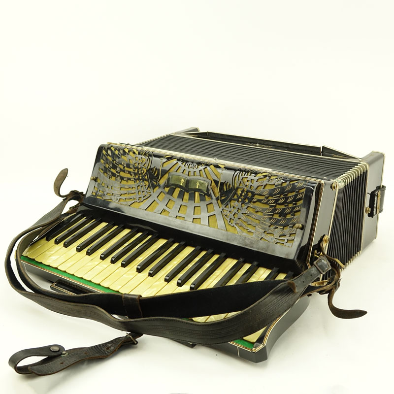 Vintage Roberto Mother of Pearl Accordion in Excelsior Traveling Hardcase.