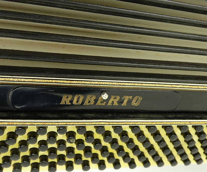 Vintage Roberto Mother of Pearl Accordion in Excelsior Traveling Hardcase.