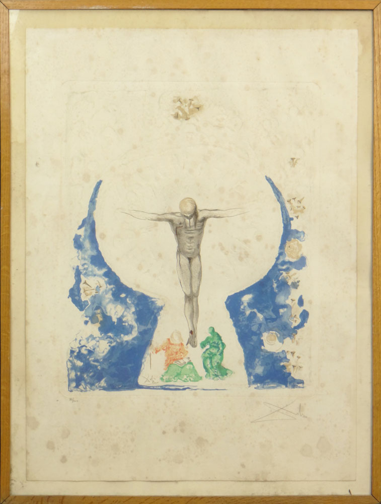 Salvador Dali Spanish (1904-1989) Limited Edition Color Etching with Embossing "Crucifixion".