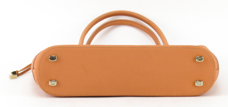 Escada Peach/Salmon Leather Top Handle Handbag.