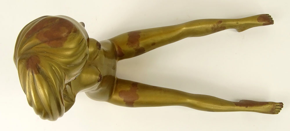 Contemporary Taiwanese Gilt Bronze Figurine "Seated Nude" Marked on bottom Surawongse 30/399. 