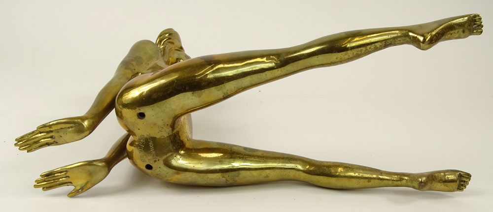 Contemporary Taiwanese Gilt Bronze Figurine "Seated Nude" Marked on bottom Surawongse 30/399. 