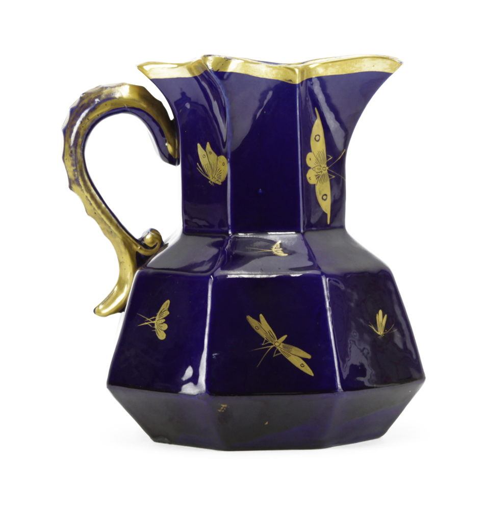 Circa 1820 Masons Ironstone "Mazarine" Cobalt Blue Gilt Hand Painted Hydra Jug. 