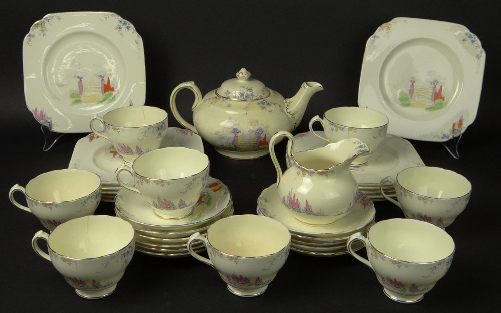 Hand Painted Chelsea England Ceramic Partial Dessert Service.