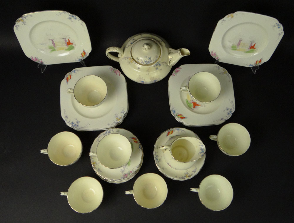 Hand Painted Chelsea England Ceramic Partial Dessert Service.