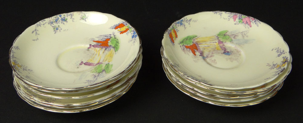 Hand Painted Chelsea England Ceramic Partial Dessert Service.