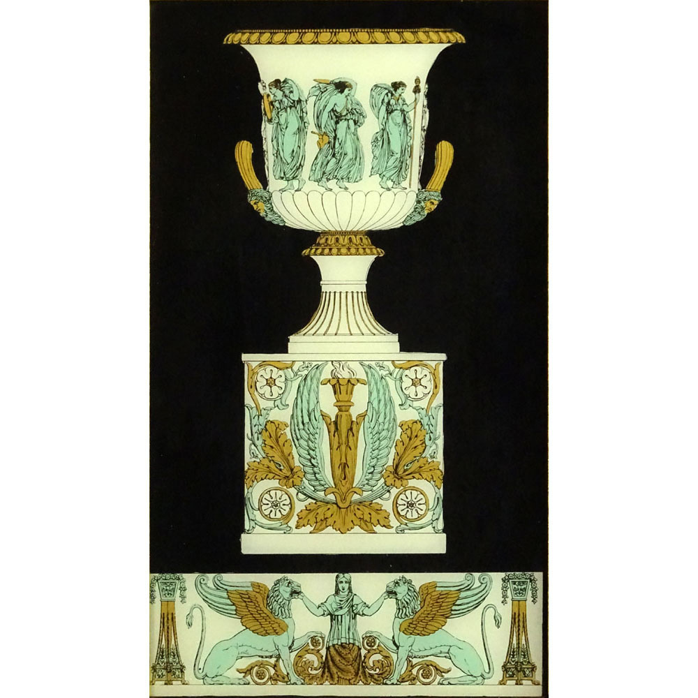 Vintage Decorative Reverse Painting on Glass "Greek Urn" Unsigned.