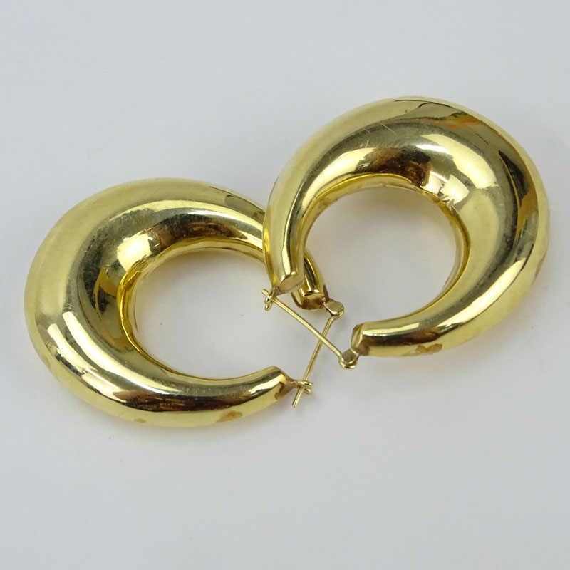 Vintage 10 Karat Yellow Gold Large Hoop Earrings.