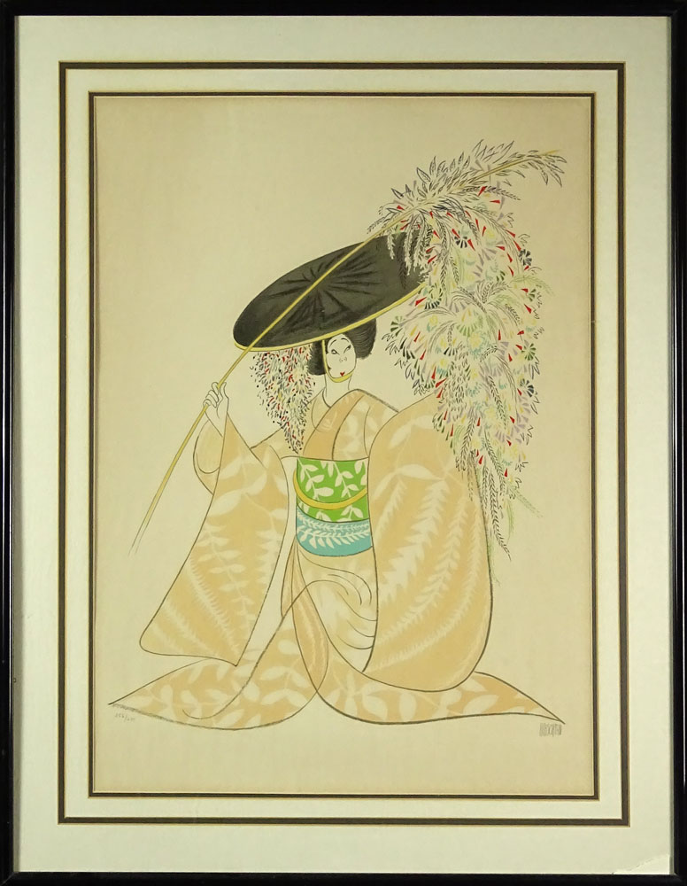 Albert Hirschfeld, American (1903-2003) Color Lithograph "Kabuki Theater, Fuji".