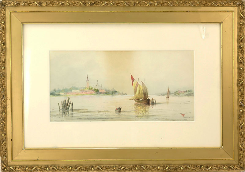 Attributed to: Thomas Moran, American (1837-1926) Watercolor on paper "View Of Venice".