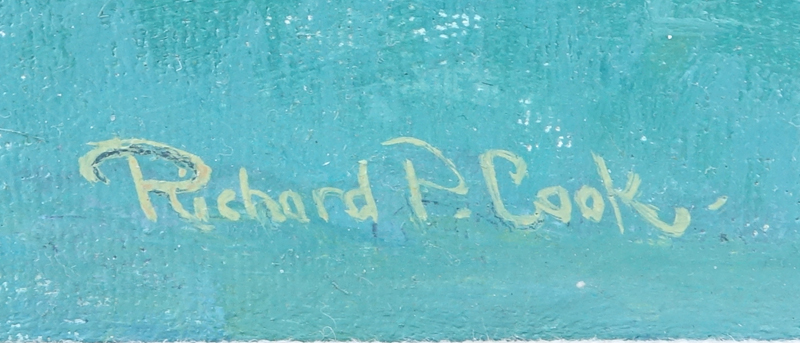 Richard P. Cook, British RBA (20th Century) Oil on Canvas "Grand Canal and Salute, Venice".