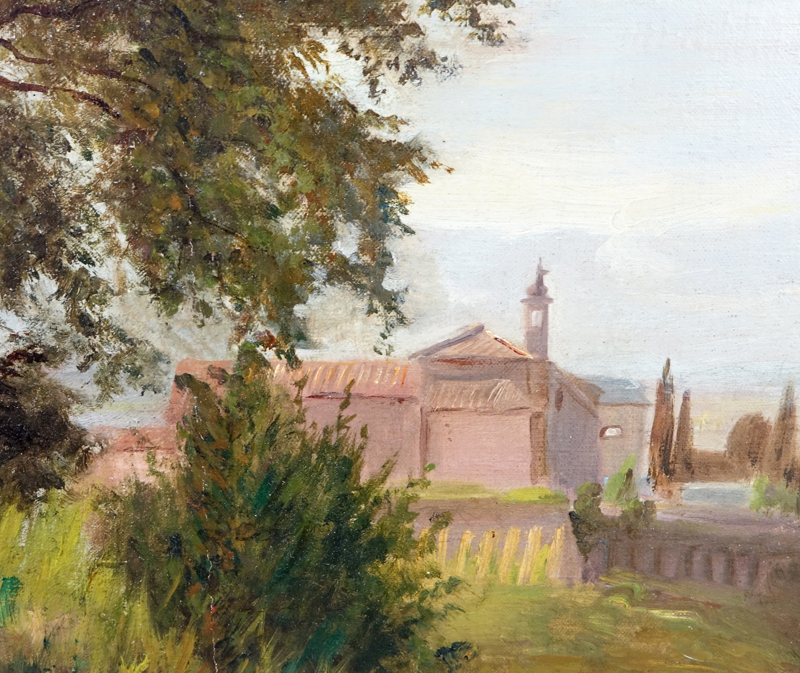 Marie Ertl, Austrian (1837-Died Circa 1883) Circa 1883 Oil on Canvas "On Roman Hills" Signed Lower Left. 