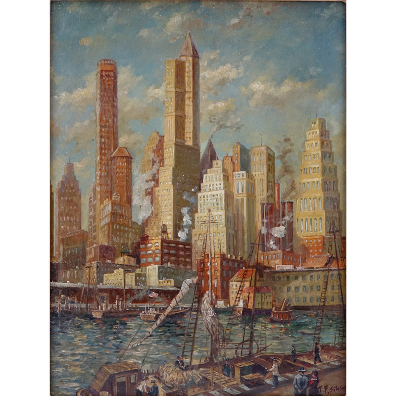 Tavik Frantisek (TF) Simon, Czecholslovakian (1877 - 1942) Oil on board "New York".