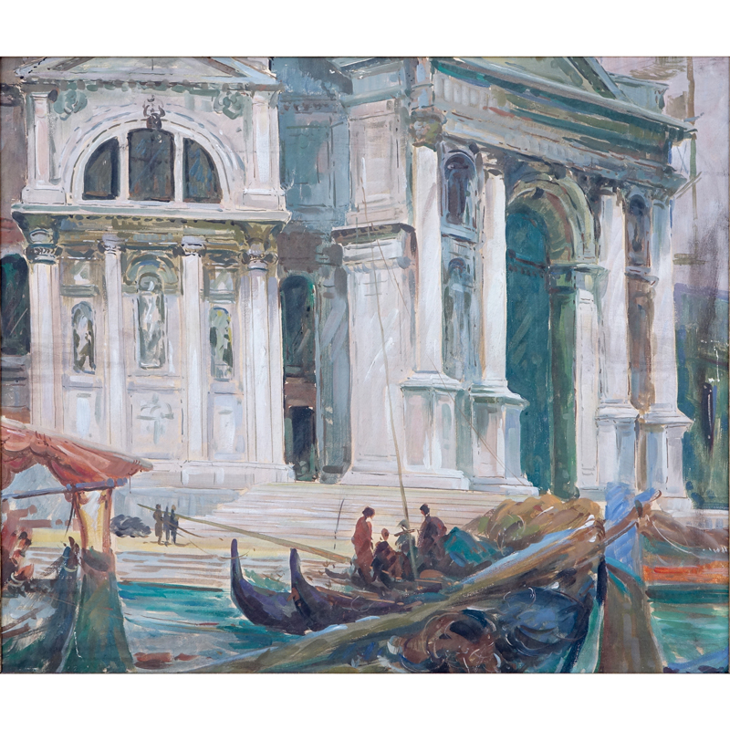 After: John Singer Sargent, American (1856-1925) 20th Century Oil on Canvas "Santa Maria della Salute". 