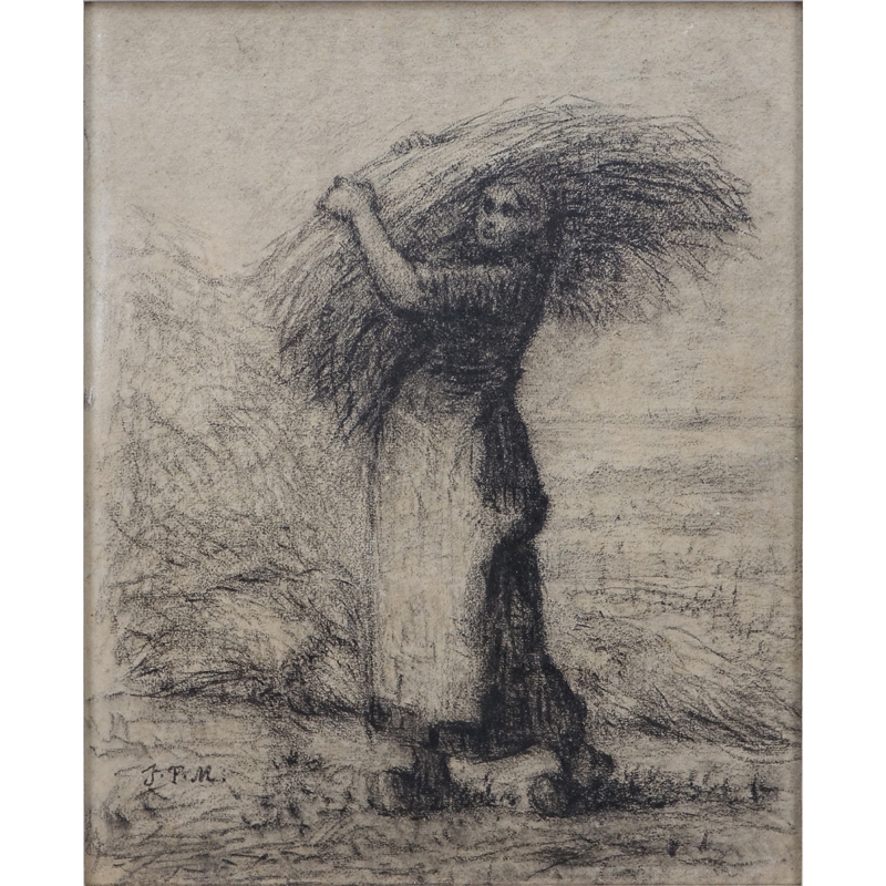 Jean François Millet, French (1814-1875) Lithograph "Woman Carrying Wheat". 