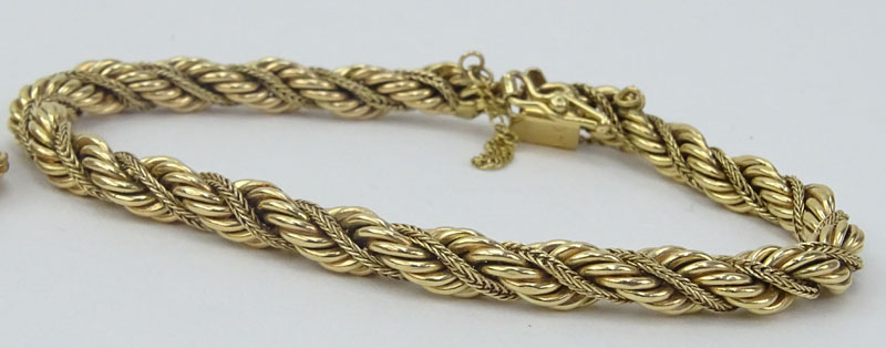 Two (2) Vintage 14 Karat Yellow Gold Rope style Bracelets.