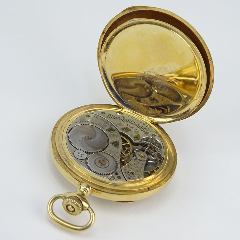 Antique Elgin 14 Karat Yellow Gold Pocket Watch.