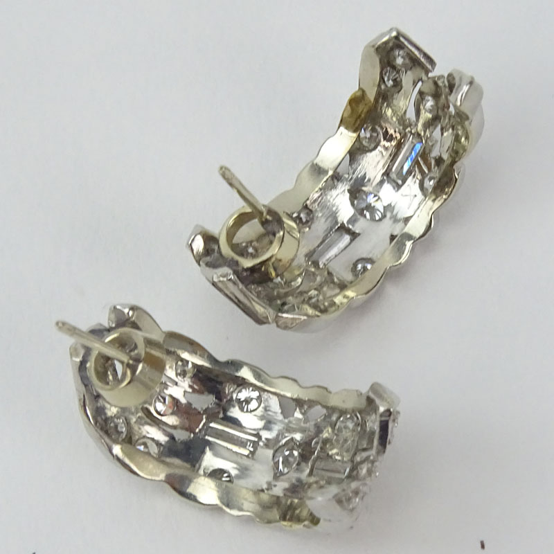 Vintage Approx. 2.25 Carat TW Diamond and Platinum Earrings.