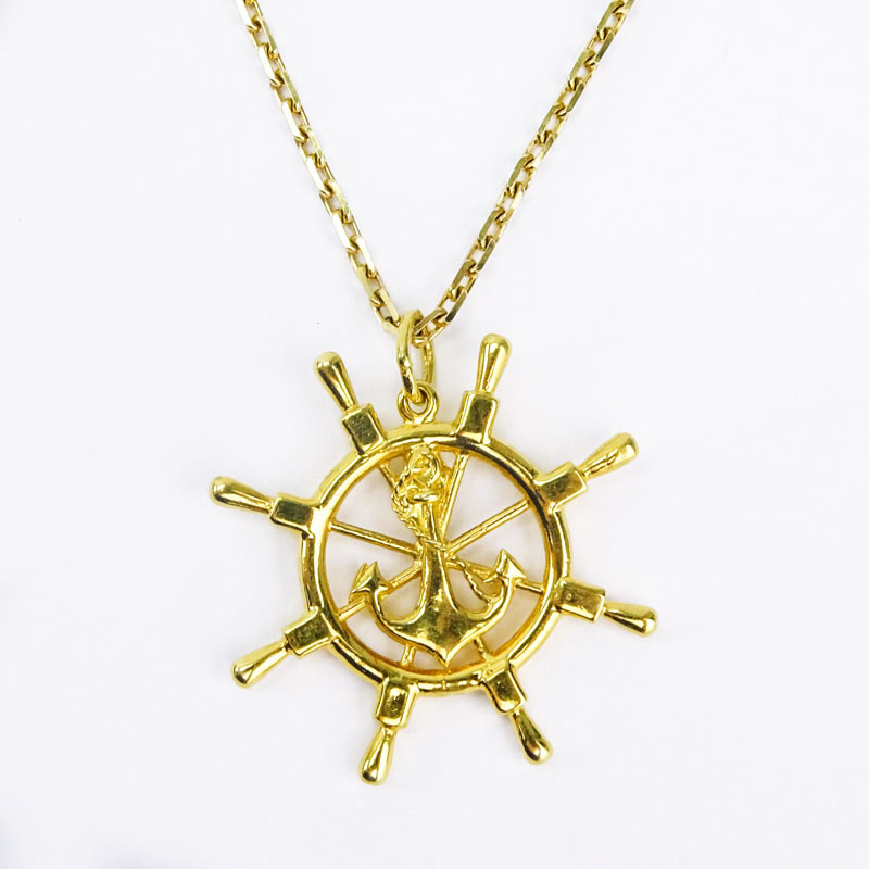 Vintage 18 Karat Yellow Gold Nautical style Pendant Necklace.