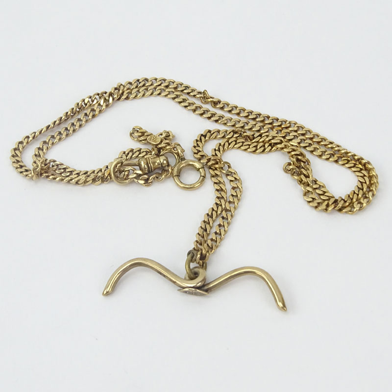 Vintage 14 Karat Yellow Gold Pocket Watch Chain.