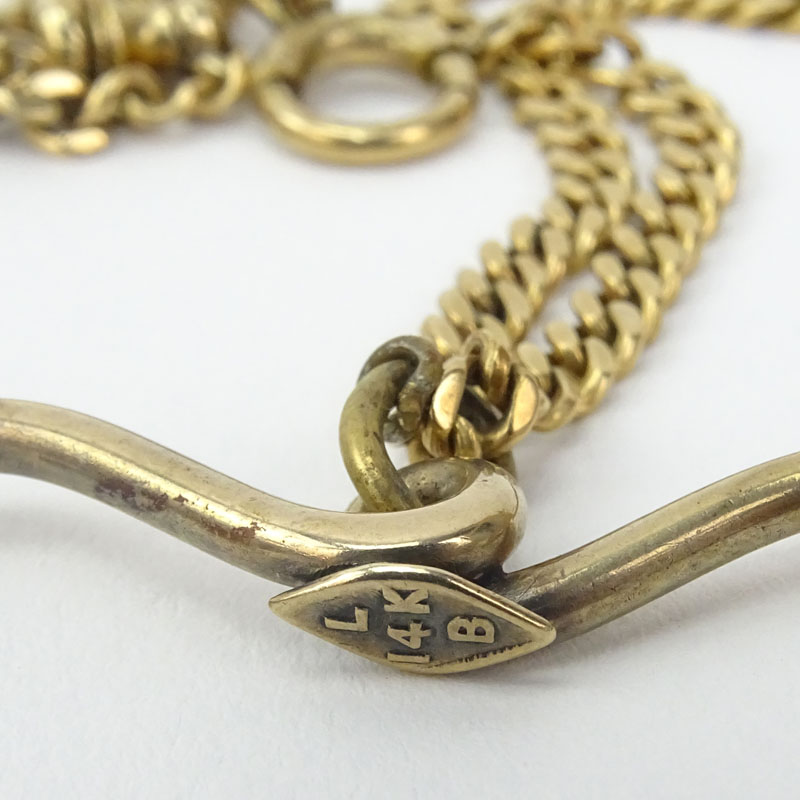 Vintage 14 Karat Yellow Gold Pocket Watch Chain.