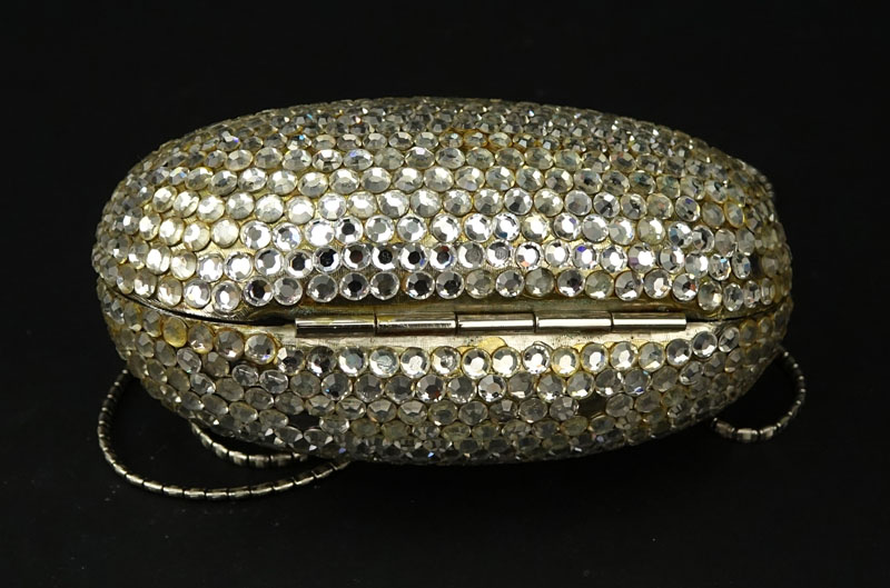 Vintage Judith Leiber Silver Tone And Crystal Evening Bag.