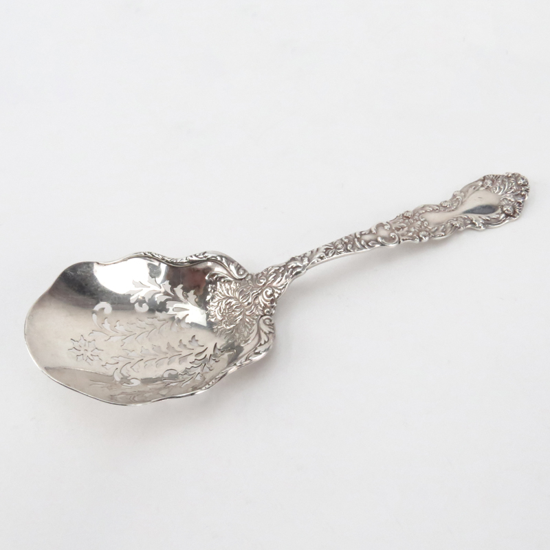 Gorham Sterling Imperial Chrysanthemum Pierced Serving Spoon.