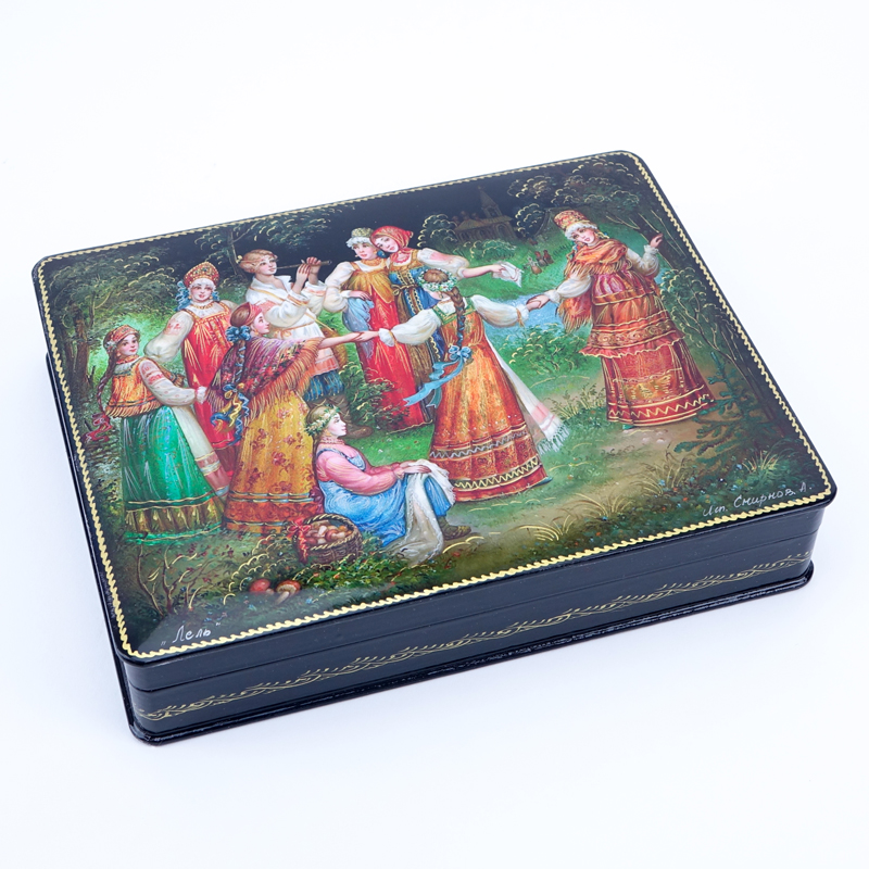 Collection of Five (5) Russian Fairy Tale Lacquered Boxes.