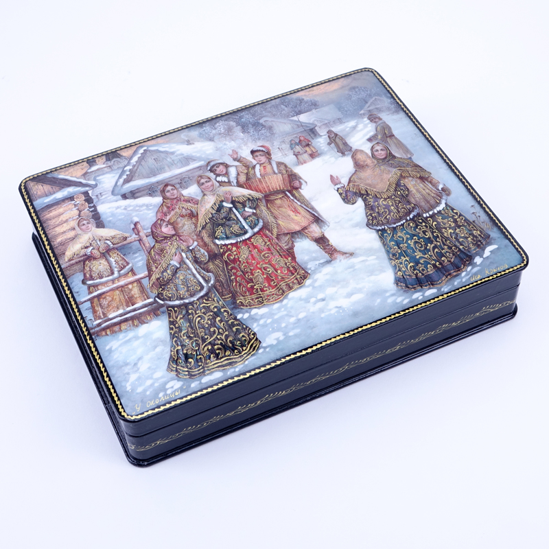 Collection of Five (5) Russian Fairy Tale Lacquered Boxes.