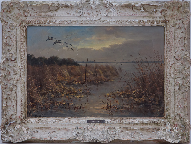 D. Akkerman, Dutch (19/20th C) Oil on canvas "Dutch Marsh". 