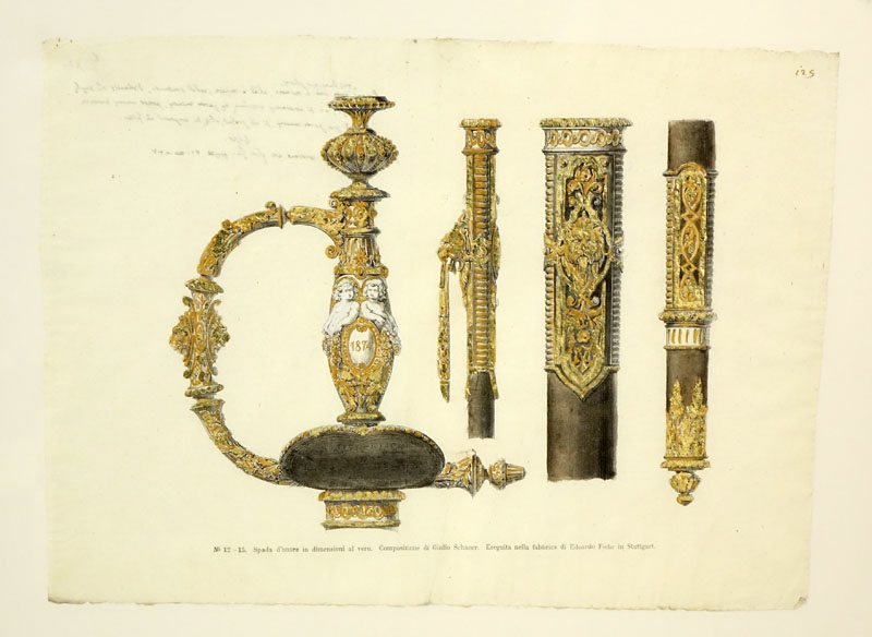 Two Engravings Of 19th Century Weapons on 18th Century documents.