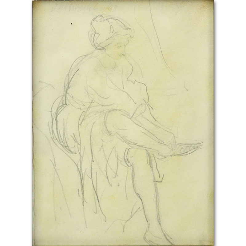 Oskar (Oscar) Kokoschka  (1886 - 1980), Austrian Pencil drawing on paper "Woman Dressing". 