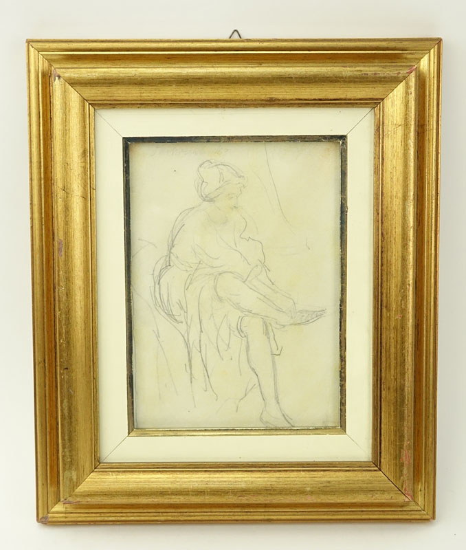 Oskar (Oscar) Kokoschka  (1886 - 1980), Austrian Pencil drawing on paper "Woman Dressing". 