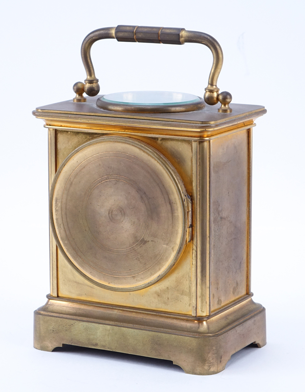 Late 19th Century Brass French Carriage Clock With Barometer and Compass.