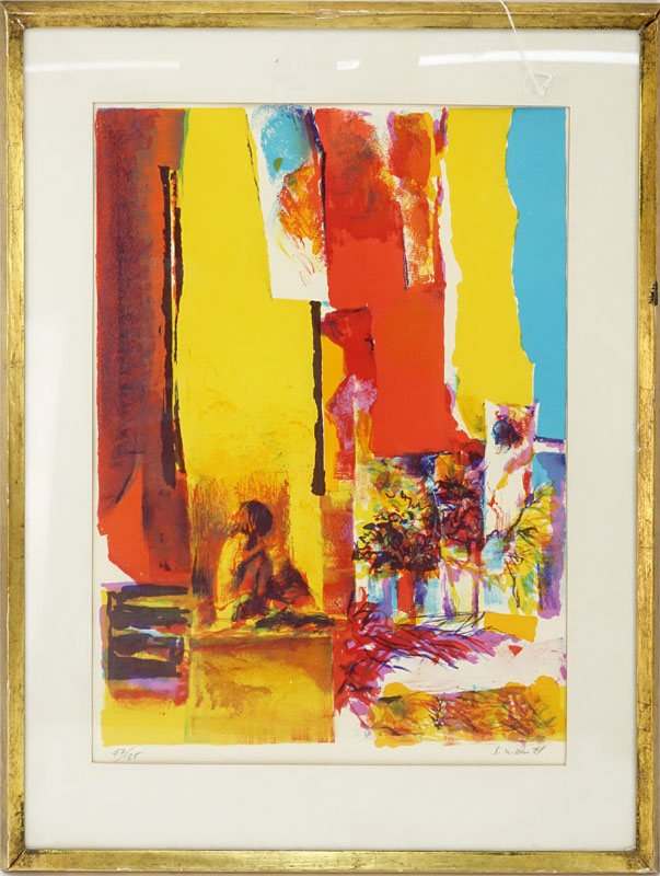 Nicola Simbari, Italian (1927 - 2012) Color lithograph "Yellow Wall".