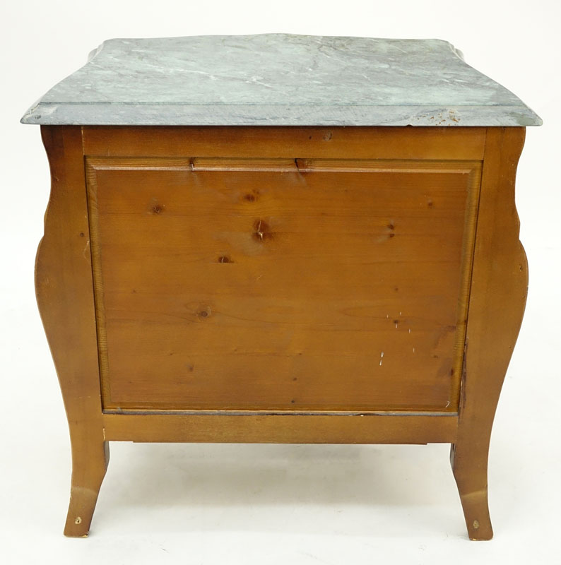 Pair of Mid 20th Century Regence Style Gilt Bronze Mounted Burl Walnut Marble Top Commodes en Tombeau.