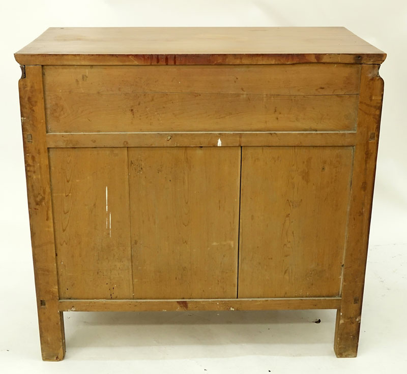 Circa 1900 Chinese Cypress Wood Commode with Three (3) Drawers, Two (2) Doors, Painted Decoration to Front.