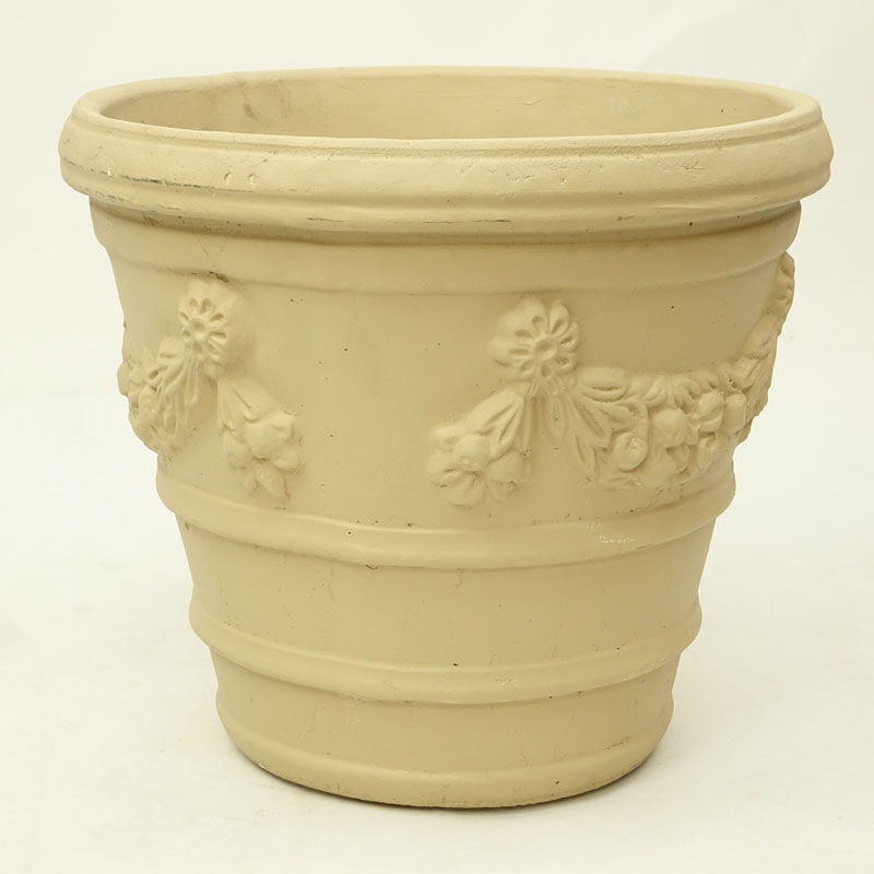 Pair of Italian Style Painted Cast Faux Stone Planter.